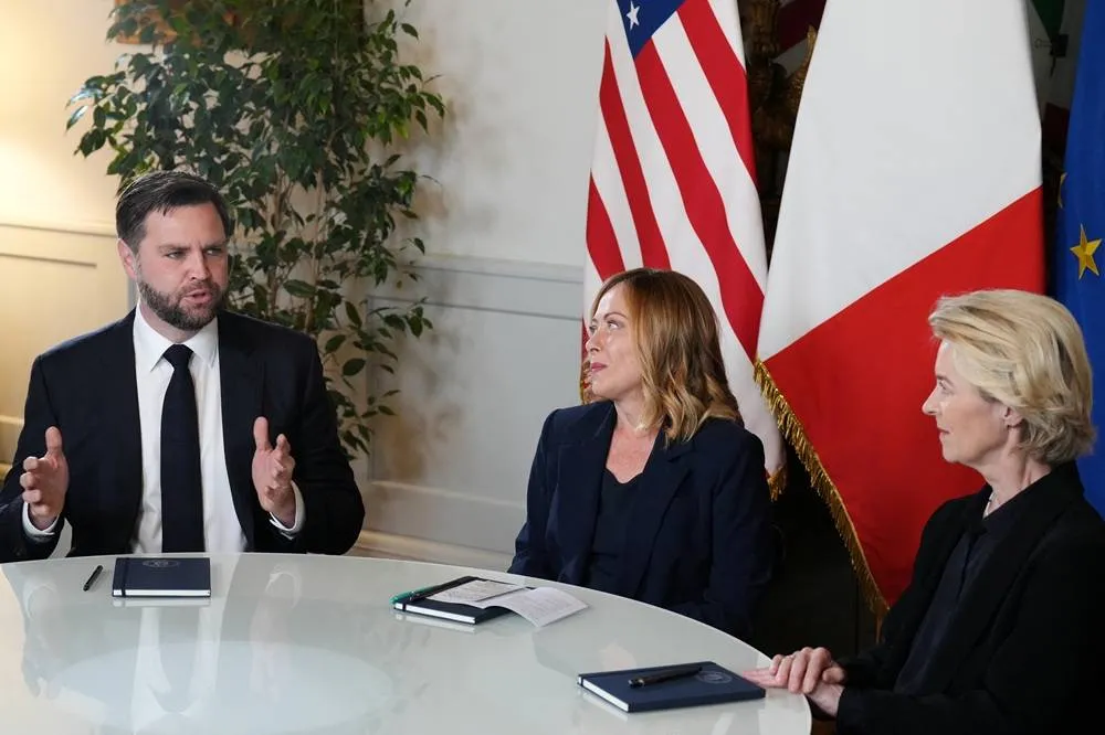 US Vice President Meets EU Commission Chief Hopes to Move Forward Trade Talks020 US Vice President Meets EU Commission Chief Hopes to Move Forward Trade Talks